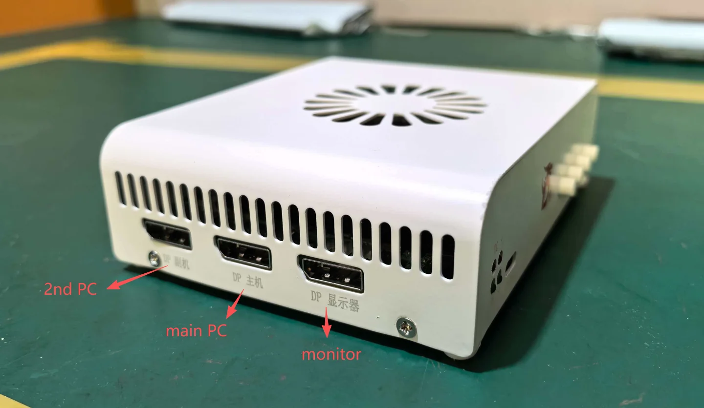 DC505 DisplayPort side: 2nd PC, main PC, monitor