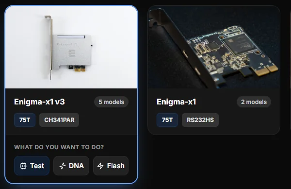 DMA Tool - Test, DNA and Flash actions on the selected board